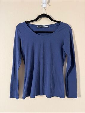 Sportmax Code by MaxMara Blue Scoop Neck Long Sleeve Top Size S